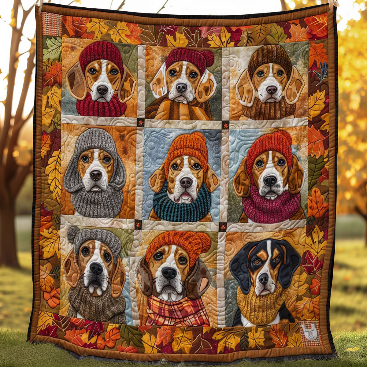 Beagles Autumn WO0808002CL Quilt