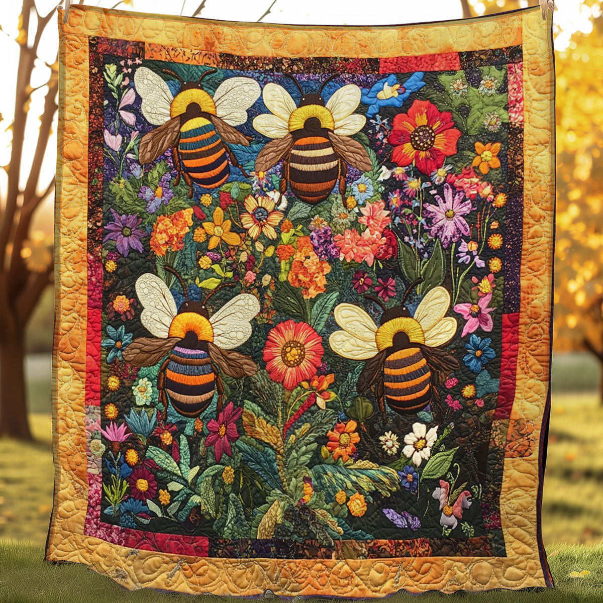 Bee And Flowers WO3107029CL Quilt