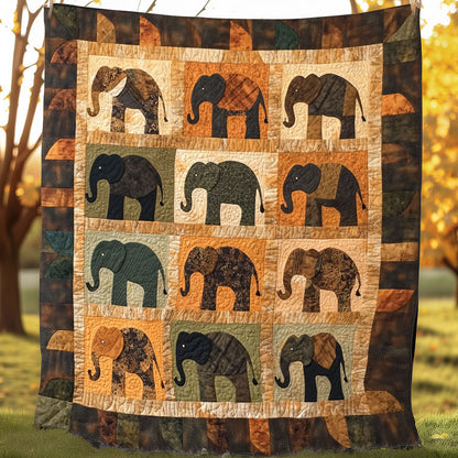 Brown Wild Elephants XR0108018CL Quilt