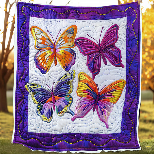 Charming Purple Butterflies XR3007001CL Quilt