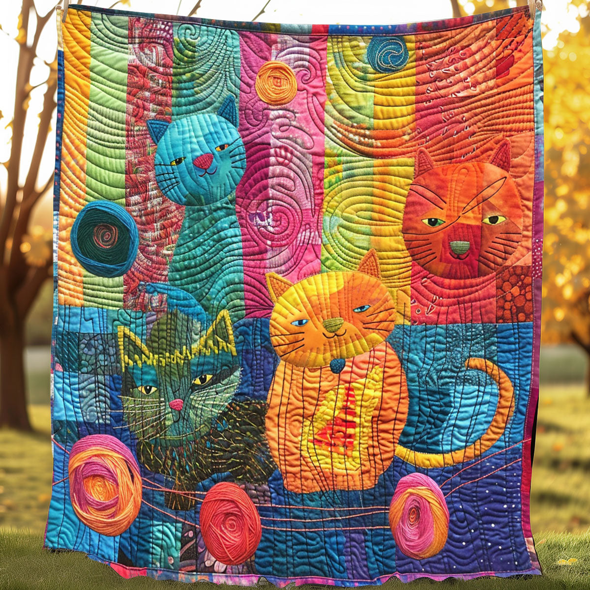 Colorful Cats And Yarns XR3007013CL Quilt