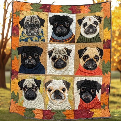 Cozy Fall Pugs XR3107004CL Quilt