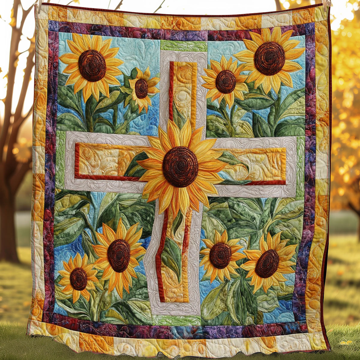 Cross And Flowers WO0308025CL Quilt