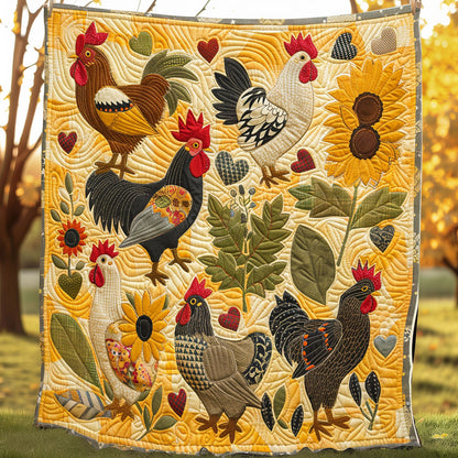 Elegant Sunflower Chickens XR2907019CL Quilt