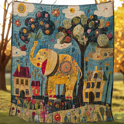 Elephant And Village WO0108010CL Quilt