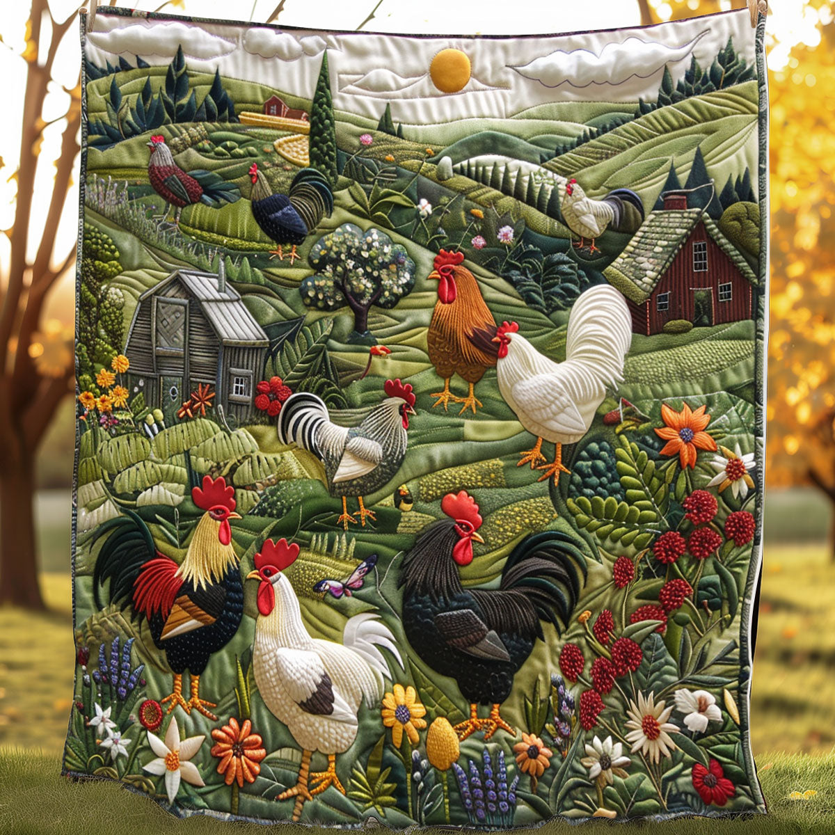 Farmhouse Chickens XR0908034CL Quilt