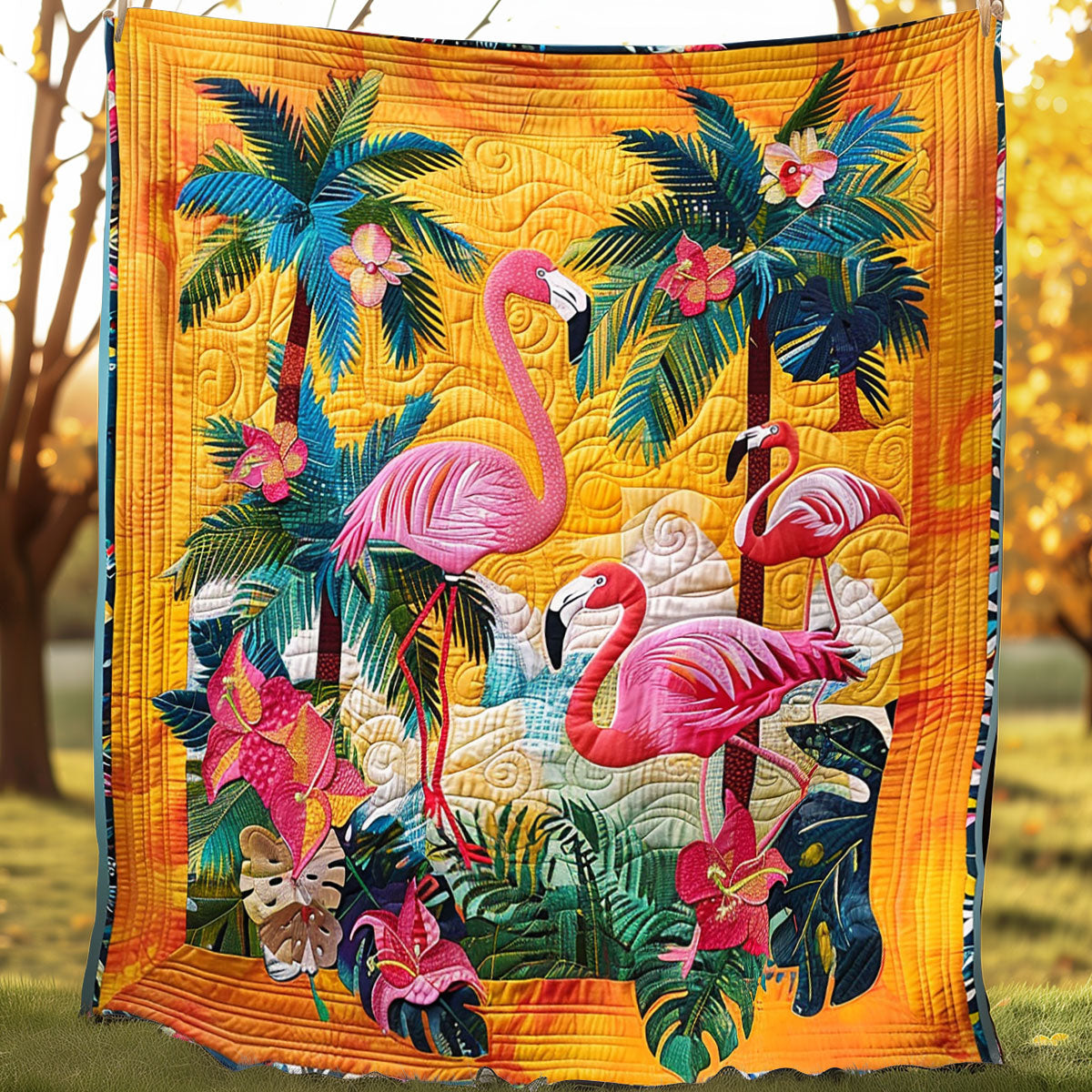 Flamingo And Beach XR2907001CL Quilt