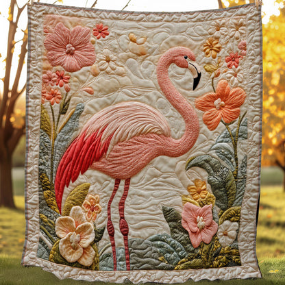 Flamingo With Flowers WO0608040CL Quilt