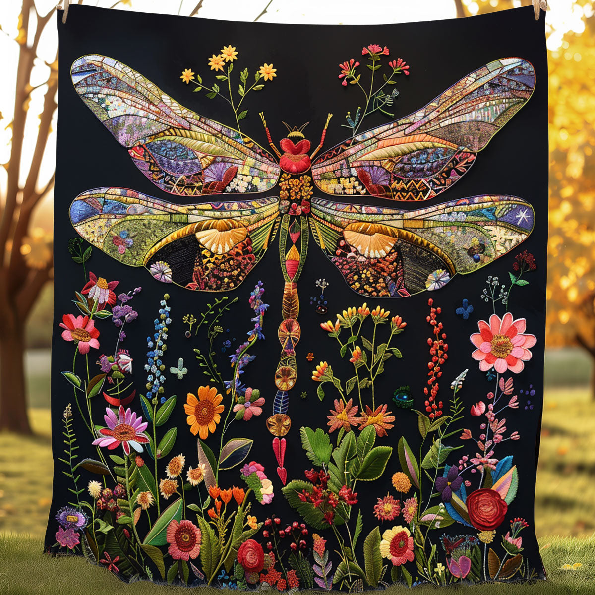 Floral Dragonfly XR3107034CL Quilt