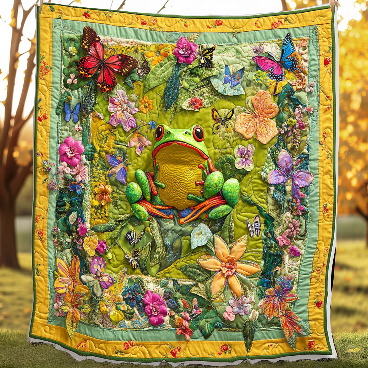 Floral Frog XR0708014CL Quilt