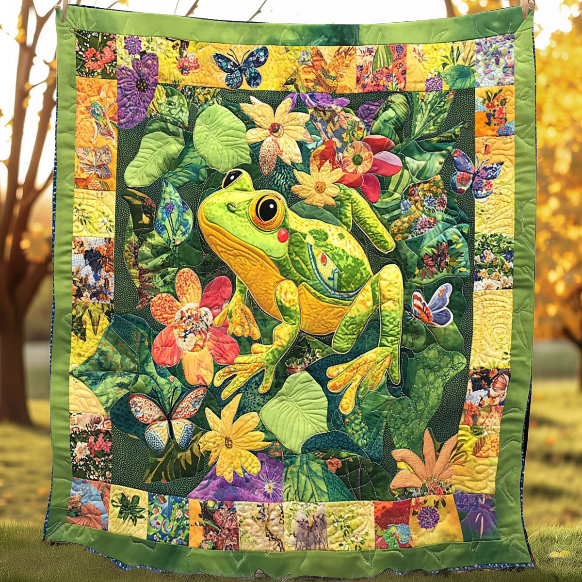 Frog And Butterflies XR0708015CL Quilt