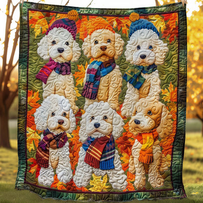 Golden Leaves And Poodles WO0908028CL Quilt