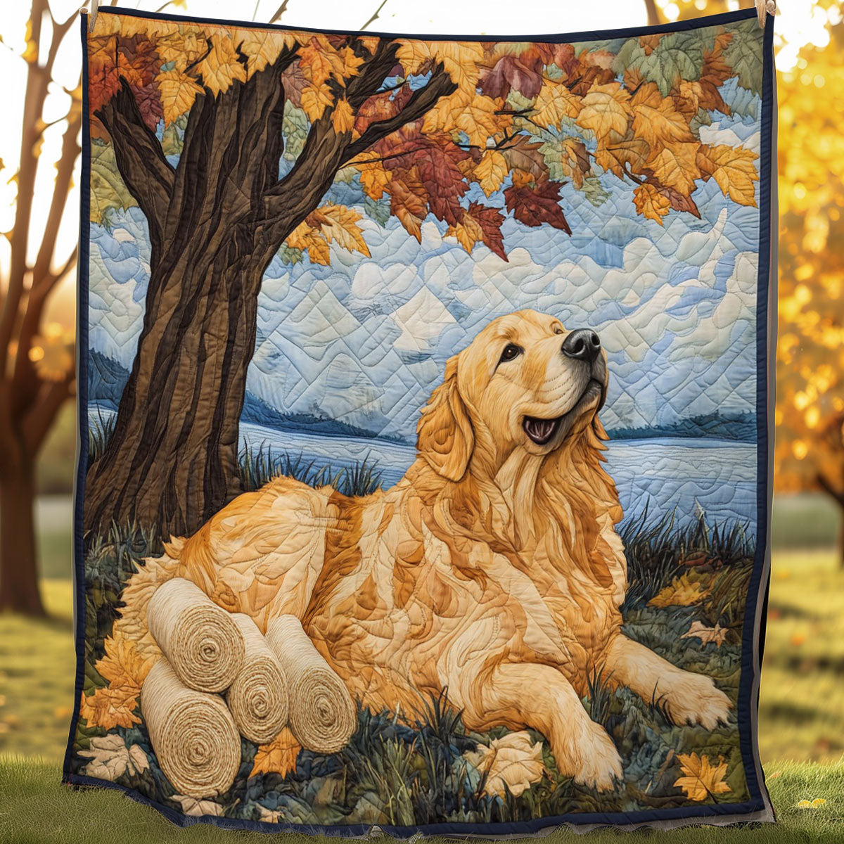 Golden Retriever Under The Tree WO0508005CL Quilt