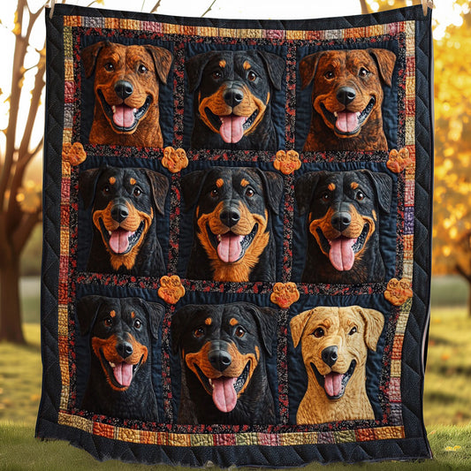 Happy Rottweiler Dogs WO3107020CL Quilt