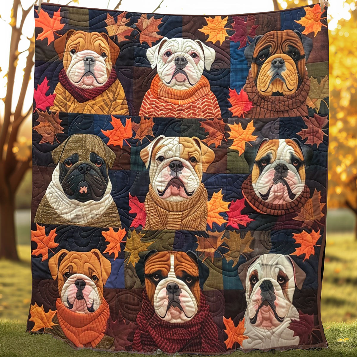 Harvest Bulldog Hugs XR3107016CL Quilt