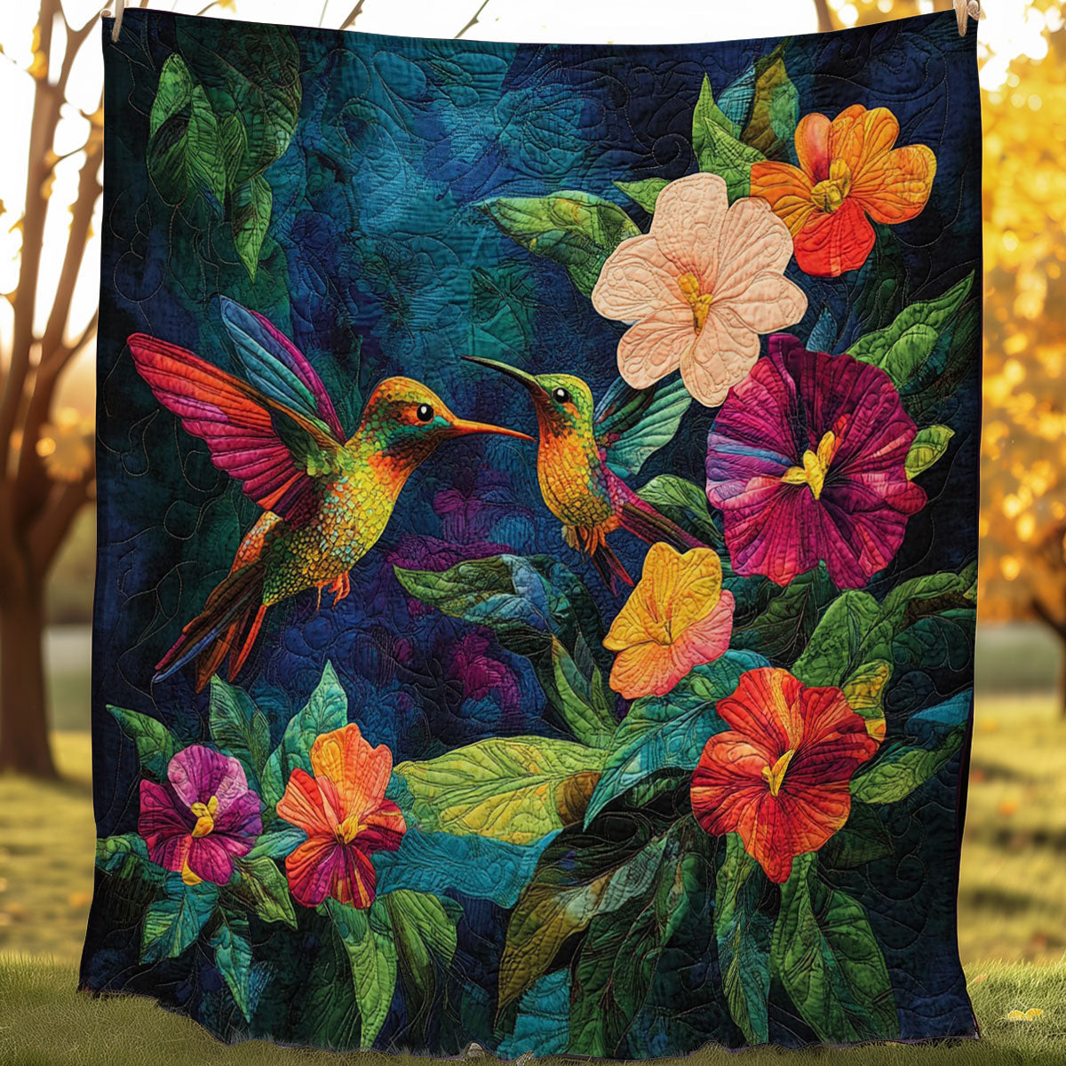 Hummingbirds Couple WO0308016CL Quilt