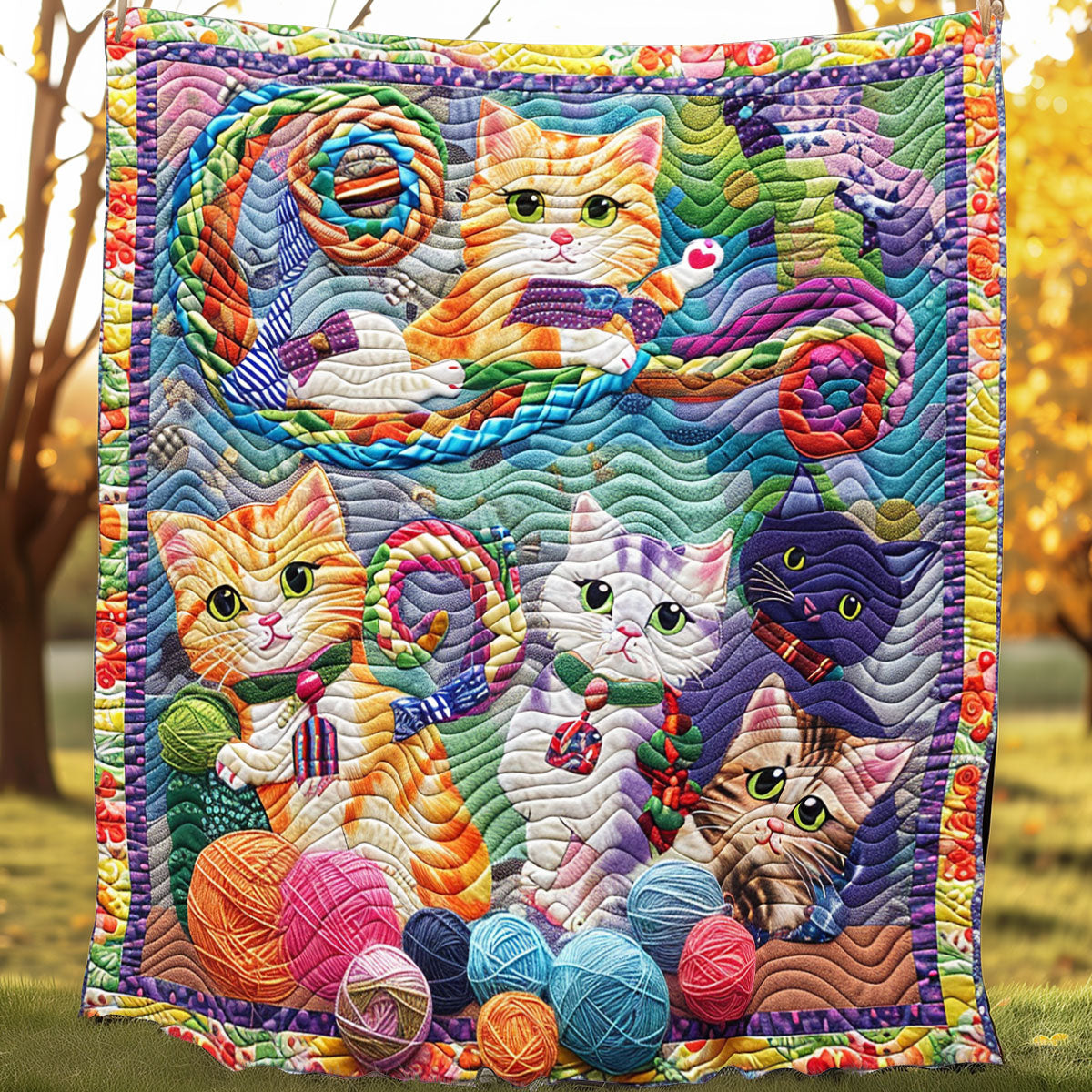 Lovable Yarn Cats XR3007045CL Quilt