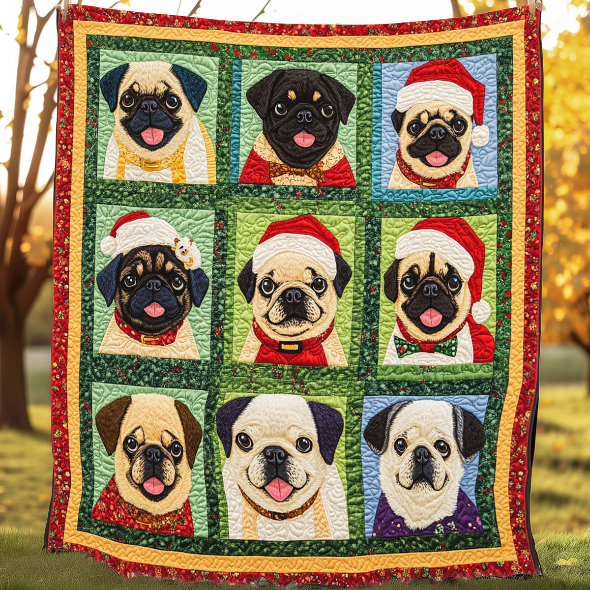 Pug Christmas Santa XR0108028CL Quilt