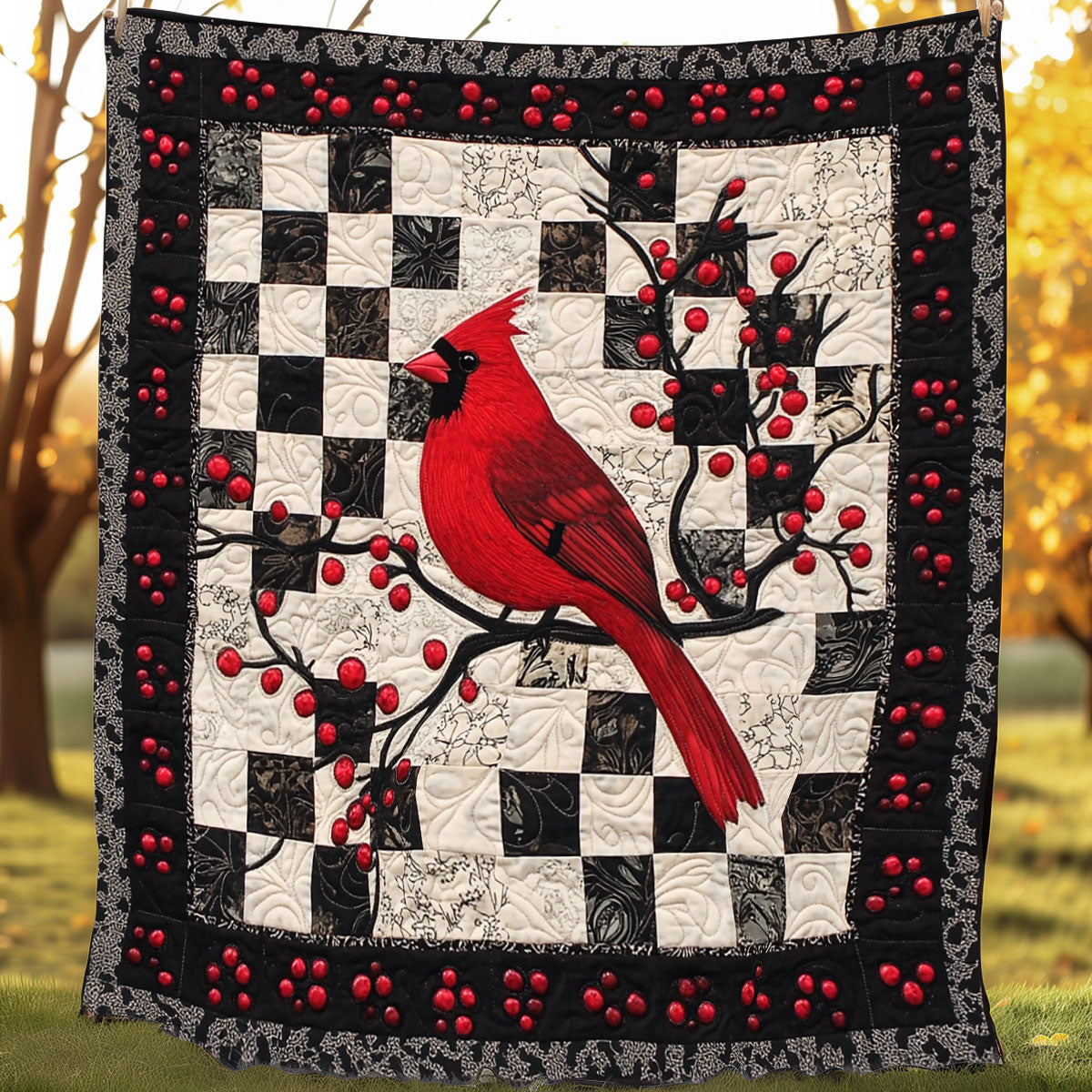 Red Cardinal In Winter XR3107045CL Quilt