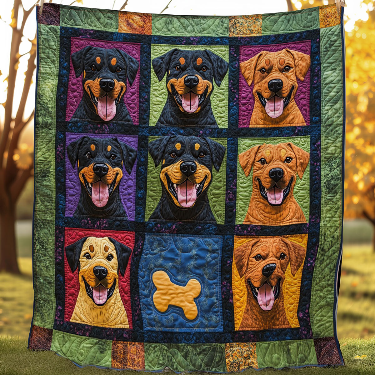 Rottweiler With Bone WO3107021CL Quilt