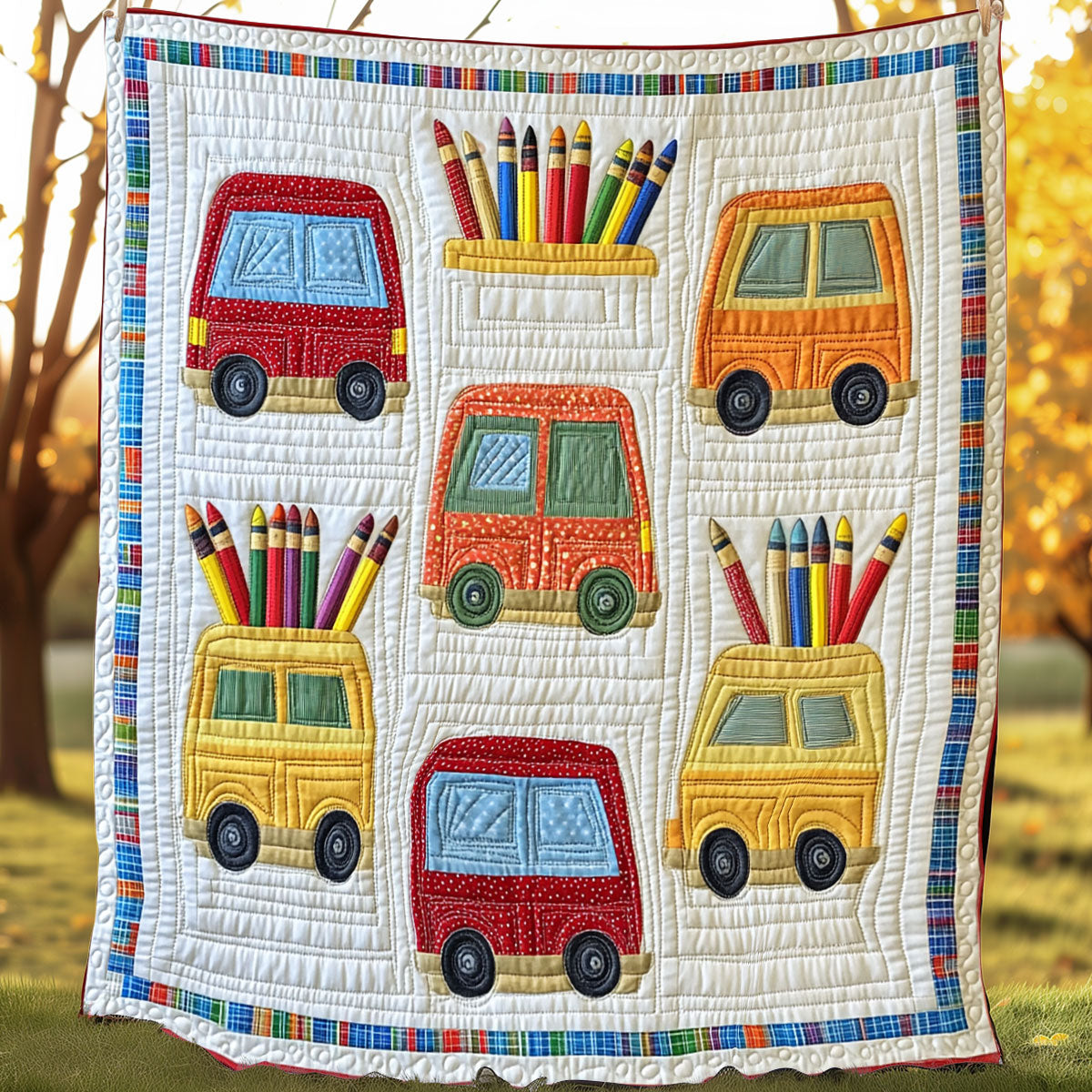 School Bus Pencil XR0608011CL Quilt