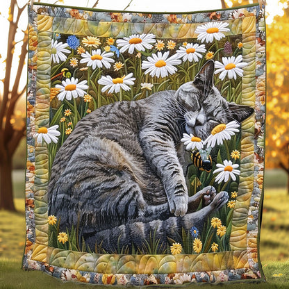 Sleeping Cat And Daisies XR3007049CL Quilt