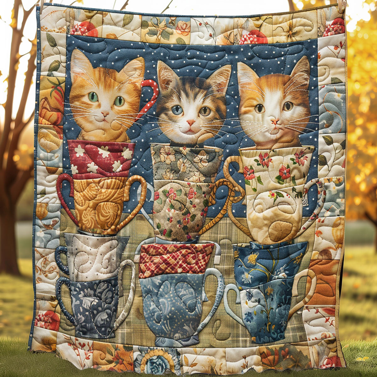 Smiling Cup Of Cats XR3007037CL Quilt