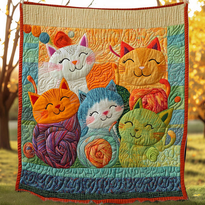 Smiling Cute Cats And Yarns XR0208012CL Quilt