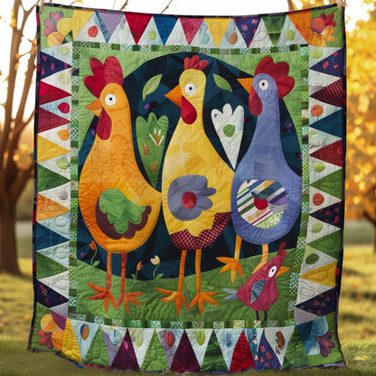 Three Funny Chicken WO2707027CL Quilt