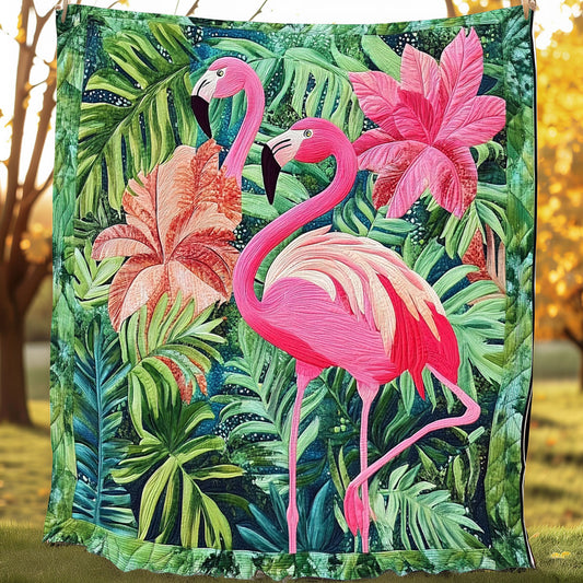 Tropical Jungle Flamingos XR0608045CL Quilt