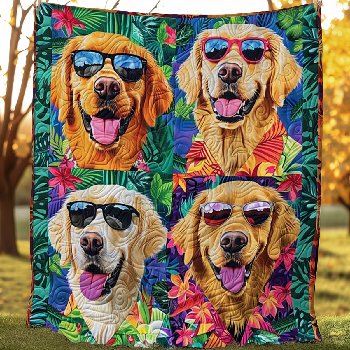 Vacation With Golden Retrievers WO0908005CL Quilt