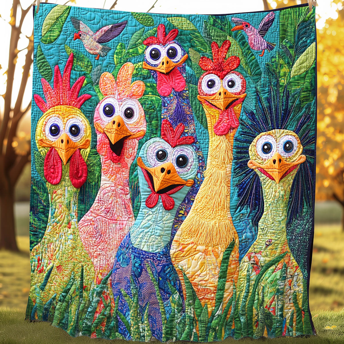 Whimsical Cute Chickens XR0208007CL Quilt