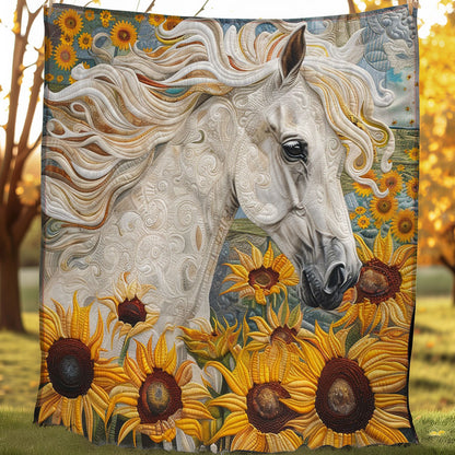 White Horse And Sunflowers WO1008032CL Quilt