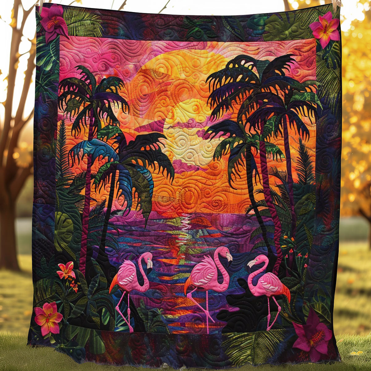 Flamingos And Sunset WO0808004CL Quilt