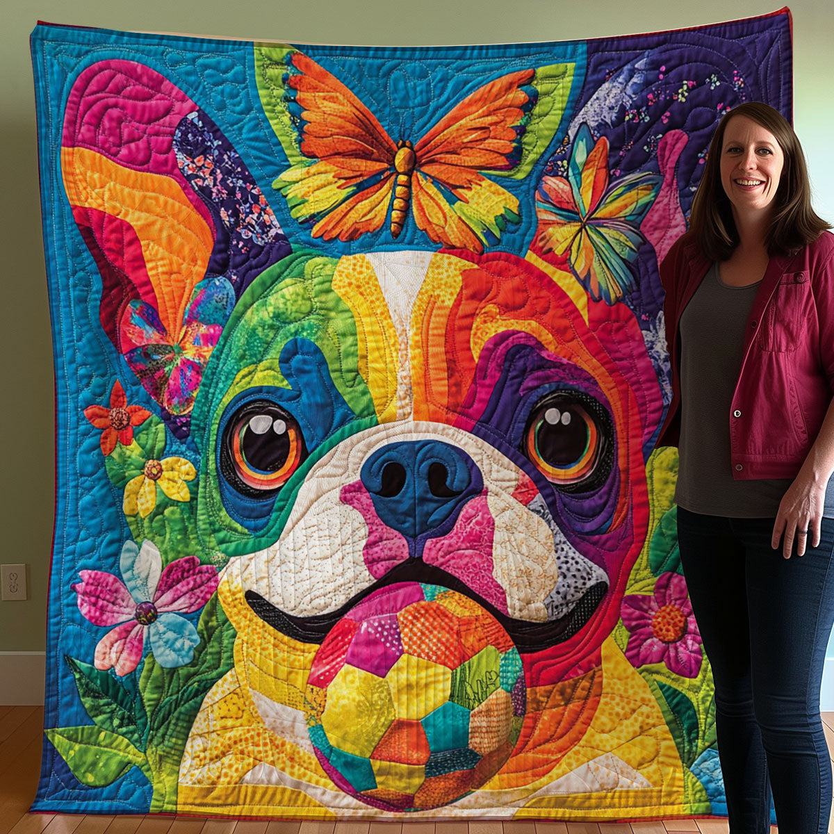 Colorful Bulldog WO0208034CL Quilt