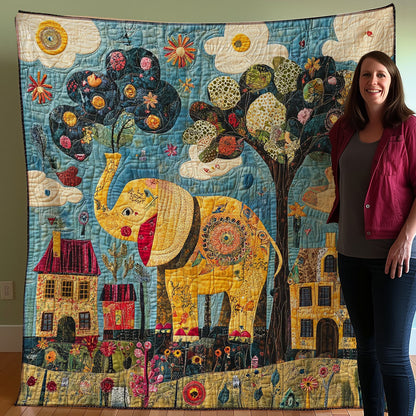 Elephant And Village WO0108010CL Quilt