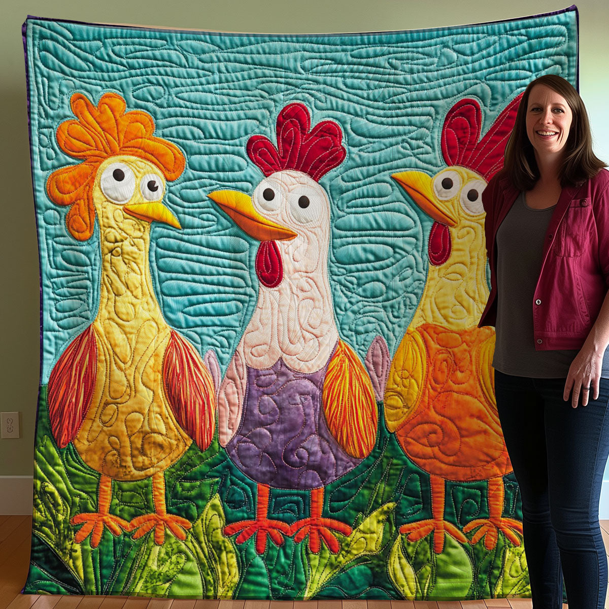 Funny Chicken WO0208007CL Quilt