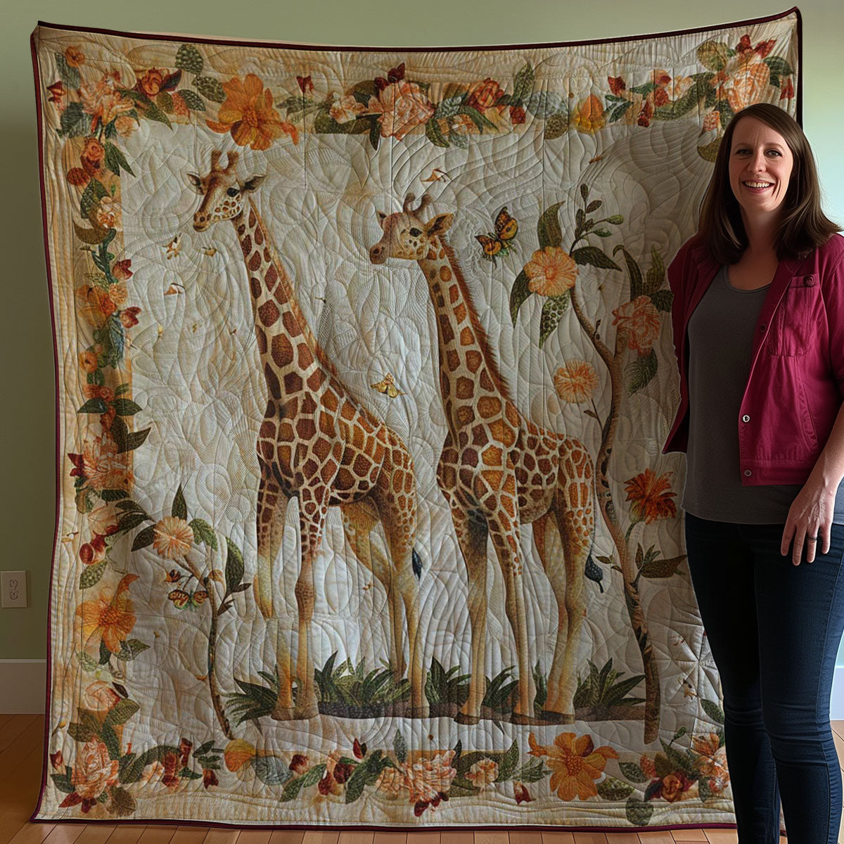 Giraffe And Flowers WN2507017CL Quilt