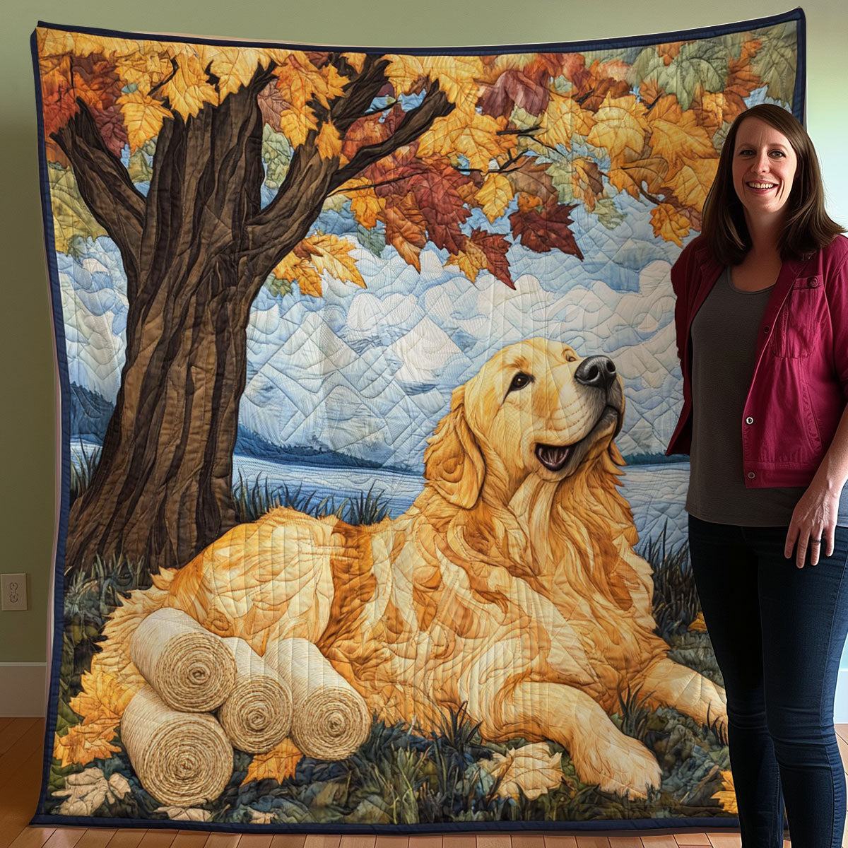 Golden Retriever Under The Tree WO0508005CL Quilt