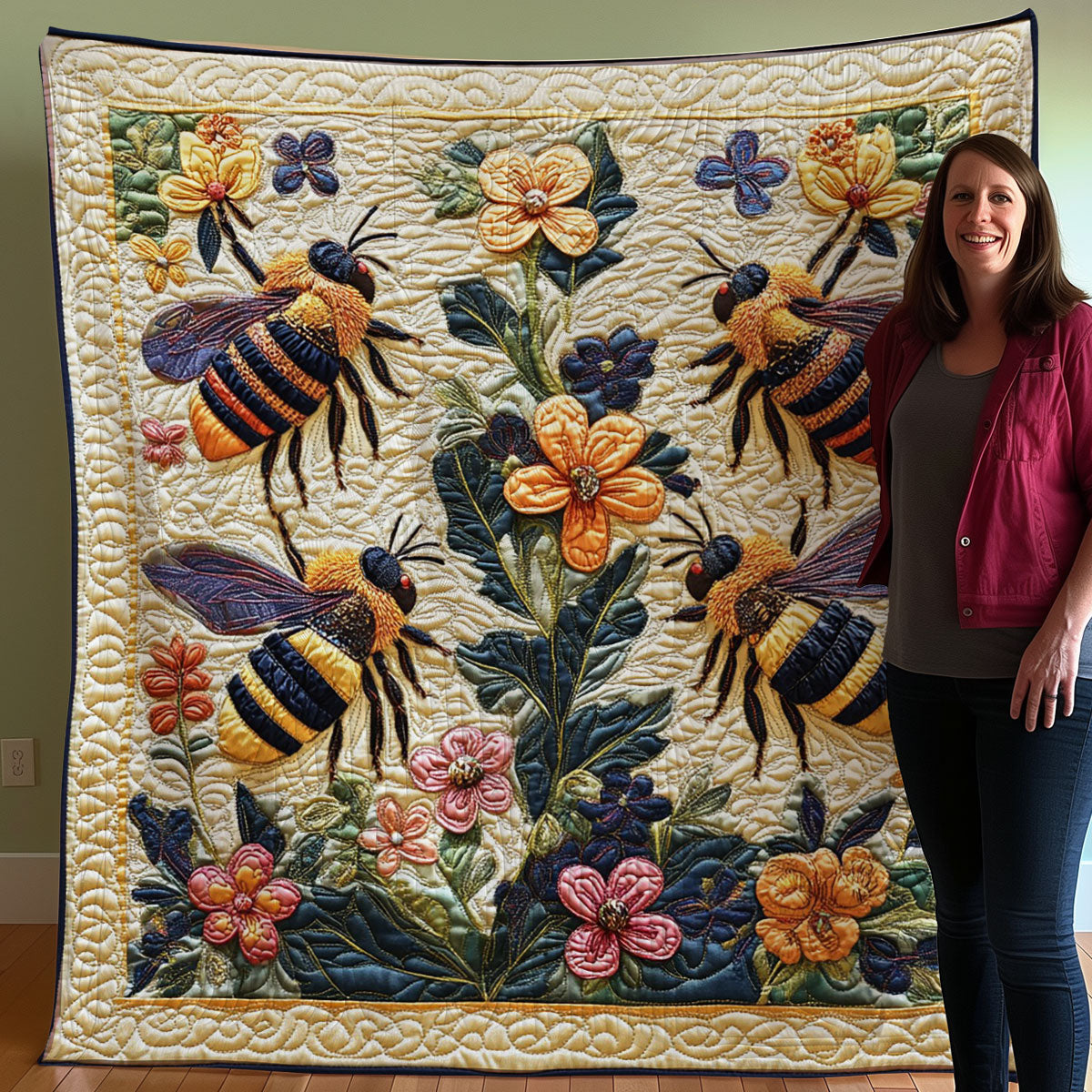 Hardworking Bees WO3107030CL Quilt