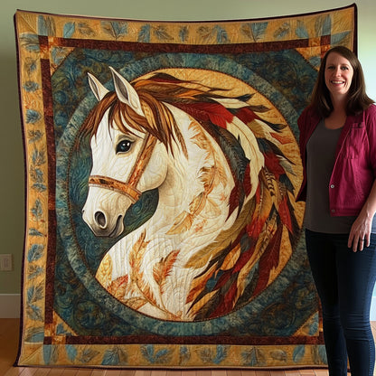 Horse With Native American WO0608017CL Quilt