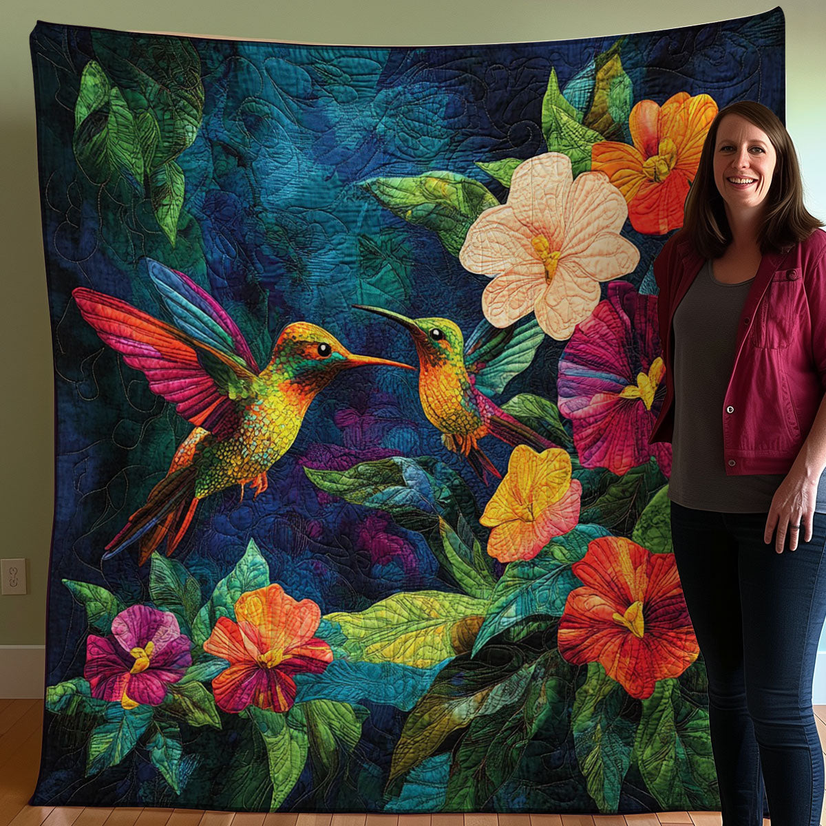 Hummingbirds Couple WO0308016CL Quilt