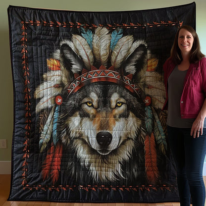 Indian Headdress Wolf WN2507024CL Quilt