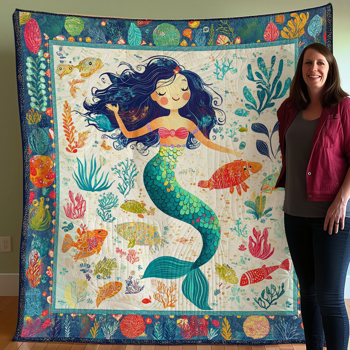 Mermaid With Sea Animals WO0308009CL Quilt