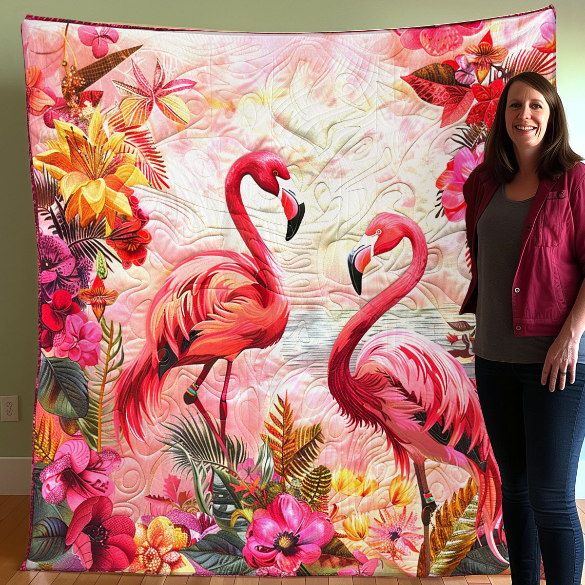 Pink Flamingo WO3007001CL Quilt