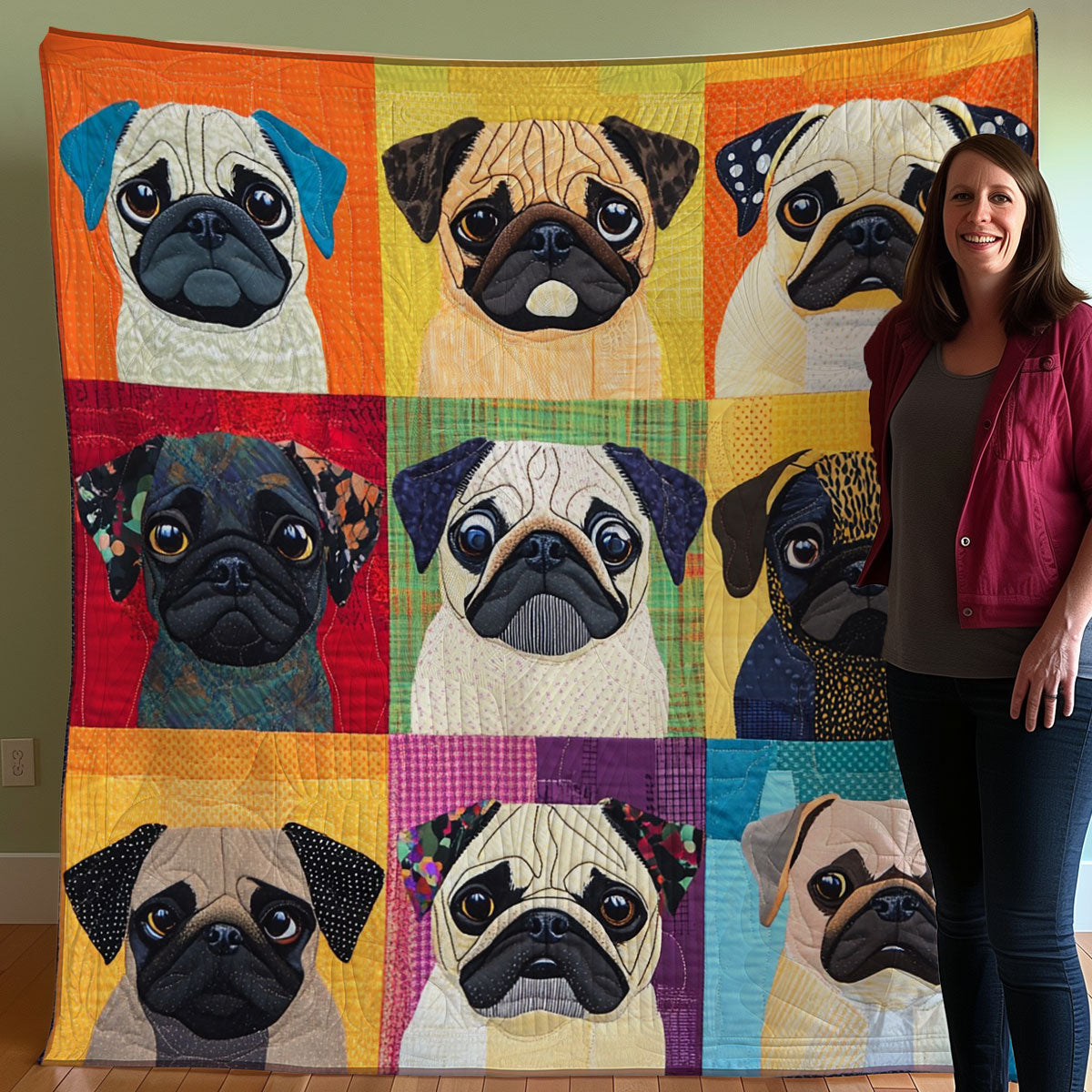 Pug Dogs WO0108023CL Quilt