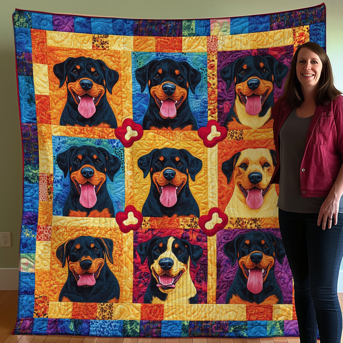 Rottweilers And Bone WO3107019CL Quilt