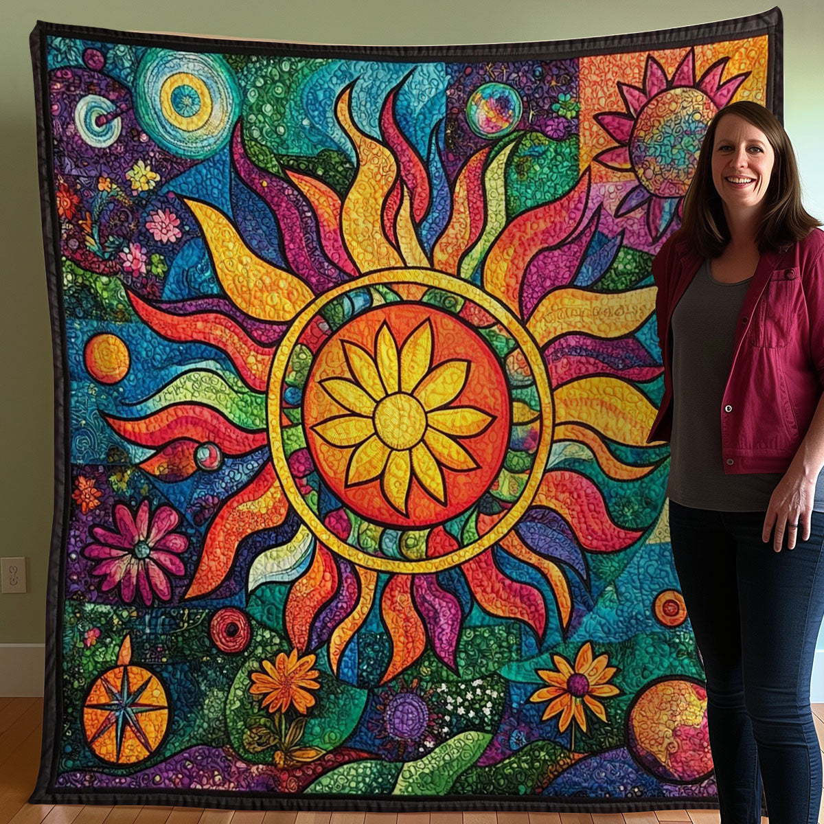 The Sun With Hippie Style WO0608036CL Quilt