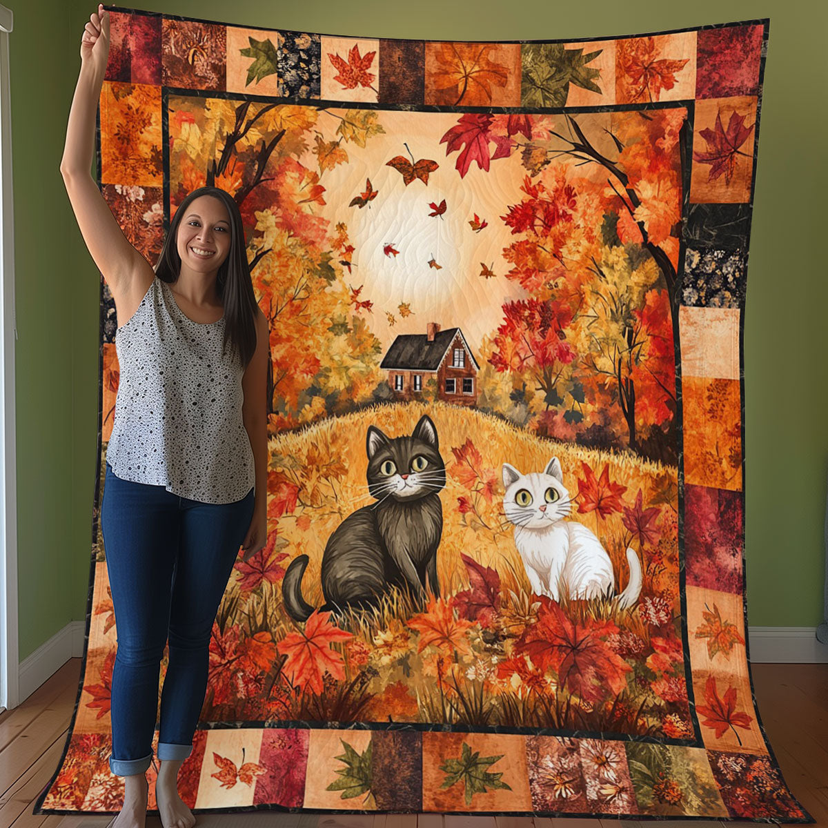 Autumn Cat WO0208012CL Quilt