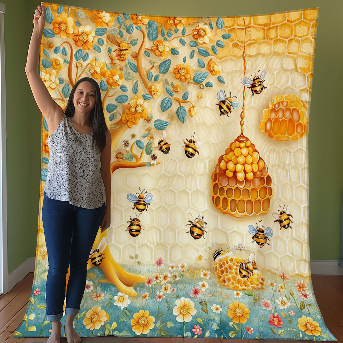 Buzzing Wonders Bees WO0308022CL Quilt